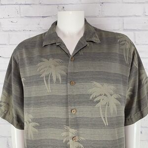 Tommy Bahama Shirt Men's Size Large Hawaiian Camp Shirt 100% Silk Floral Palms